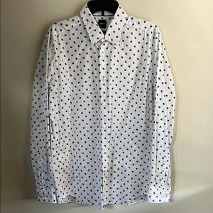 Boss White Dress Shirt with Polka Dot Design
